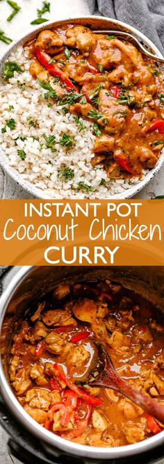 the instant pot coconut chicken curry is ready to be eaten