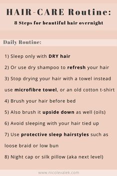 Overnight Hair, Hair Overnight, Natural Hair Care Routine, Sleep Hairstyles, Healthy Hair Routine, Using Dry Shampoo, Overnight Hairstyles, Hair Growing Tips, Sleep Tips