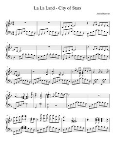 sheet music with the words la land - city of stars