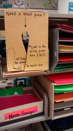 a bunch of files and folders are stacked on top of each other in a closet