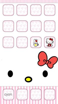 the hello kitty theme is shown in pink and white