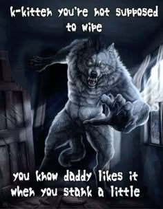 an image of a wolf with the caption if kittens you're hot supposed to wire