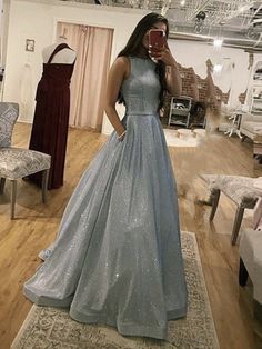 Prom Dresses Silver, Prom Dress Blue, Dresses Silver, Silver Prom Dress, Blue Evening Dress, Prom 2022, Dresses Long Prom, Sparkly Prom Dresses, 2020 Prom Dresses