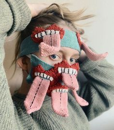 Creepy Costumes, Monster Face, Vogue Japan, Matching Headband, Knitwear Design, Machine Knitting, Knitting Inspiration, Mask Design, Line Design