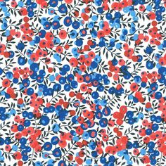 red, white and blue flowers on a white background