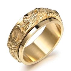 Rings 7 / Gold Viking Powerful Dragon Stainless Steel Ring Ancient Treasures Ancientreasures Viking Odin Thor Mjolnir Celtic Ancient Egypt Norse Norse Mythology Chinese Ring, Dragon Man, Men Party, Dragon Ring, Animal Rings, Pattern Animal, Chinese Dragon, Party Jewelry, Finger Ring