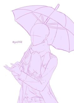 a drawing of a woman holding an umbrella over her head and looking at her phone