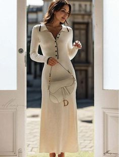 Money Fashion, Sweater Maxi Dress, Fitted Maxi Dress, Modesty Fashion, Long Sleeve Knit Dress, Bodycon Maxi Dresses, Body Con Dress