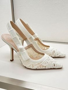 White Elegant Heels Wedding Shoes White, Designer Things, Shoe Room, Pretty Heels, Bride Fashion, Heels White, Elegant Heels