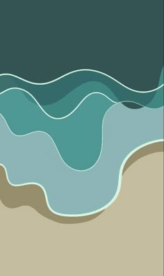 an abstract background with waves and sand on the beach, in shades of blue and green