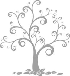 a black and white tree with swirly branches