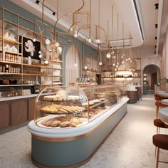 a bakery filled with lots of pastries on display