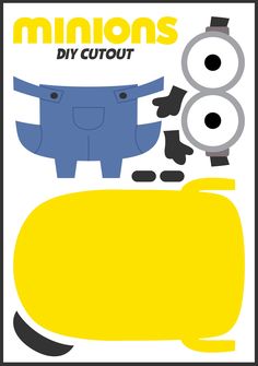 an image of a yellow and blue elephant with the words minionss diy cutout