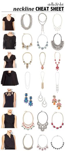 A little help for choosing the right necklace for your neckline! (This was created by a lovely stylist out there somewhere. If it was you please let me know- it's fantastic!!) Organization Makeup, Stella Dot Style, Mode Tips, Fashion Vocabulary, Moda Vintage, Cheat Sheet, Stella And Dot, Mode Inspiration, Looks Style