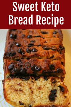 Keto Sweet Bread Recipe – How to make low carb sugar free chocolate chip dessert bread with coconut flour and other healthy ingredients – with the video. Keto Sweet Bread, Coconut Flour Desserts, Chocolate Chip Dessert, Chocolate Bread Recipe, Sweet Bread Recipe, Cheap Desserts, Desserts With Chocolate Chips, Coconut Flour Bread, Low Carb Cheesecake Recipe