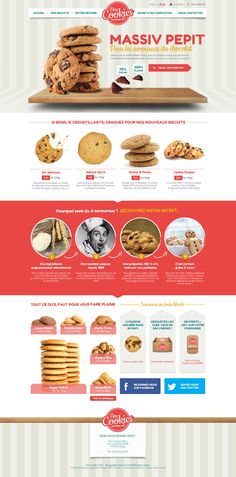 the website for cookies is shown in red and white, with an image of several different kinds