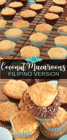 coconut macaroons are stacked on top of each other and ready to be eaten