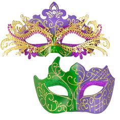 PRICES MAY VARY. Couple Masquerade Masks Set: Rhinestone metal masquerade mask for women and venetian mardi gras mask for men Masquerade Mask Mens: Glitter powder draw the classic Venetian style. The pattern is simple and handsome, half green, half purple, gold glitter, classic Mardi Gras color Comfortable to Wear: The inside of the mardi gras masks for adults is ABS high-quality plastic, smooth and comfortable, elastic elastic band, easy to wear and won't slip off all night Packing: Comes in an Mardi Gras Full Face Party Mask, Mardi Gras Multicolor Masquerade Mask For Carnival, Multicolor Mardi Gras Party Masks, Purple Masquerade Mask For Mardi Gras Carnival, Masquerade Couple, Mardi Gras Carnival Eye Mask, Couples Masquerade Masks, Black Masquerade Mask, Lace Mask