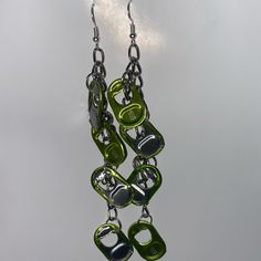 Monster Tabs Have Been Completely Cleaned Height About 5” Width About 1” Green Monster, Green Monsters, Chain Earrings, Jewelry Earrings, Women Jewelry, Chain, Green, Silver, Women Shopping