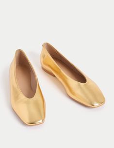 Leather Slip On Flat Ballet Pumps | M&S Collection | M&S Traditional Bow, Ballet Pumps, Leather Slip Ons, Wardrobe Staples, Contemporary Style, Ballet, Slip On, Pumps, Heels