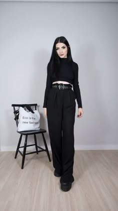 Alternative Workplace Fashion, Alternative Work Outfit Corporate Goth, Adult Goth Outfits, Minimal Goth Outfit, Goticas Aesthetic Outfit, Cozy Goth Outfit, Professional Goth Work Outfits, Goth Work Outfits, All Black Outfit Summer