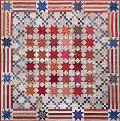 Finished size - 60" x 60"This patriotic star quilt is made up of 48 stars; 36 red stars make up the center portion of the quilt and 12 blue stars combine with flag strips in the border. You may choose to mix them up and make it your own!
