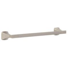 an image of a bathroom towel bar in satin stainless steel with the handles pointing upward