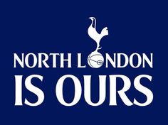 the north london is ourss logo on a blue background with white letters and a soccer ball