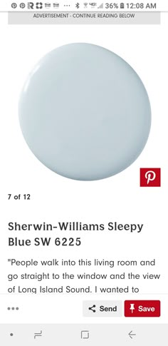 an advertisement for sherylin williams sleepy blue sw 525