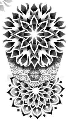 a black and white drawing of a flower with many petals in the shape of leaves