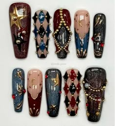 Circus Nails, Aesthetic Aura, Circus Vintage, Fake Nails Designs, Themed Nails, Gothic Nails, Anime Nails, Goth Nails, Grunge Nails