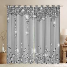 PRICES MAY VARY. Curtain Set: Set includes 2 panels each of 38''x45'' or 38''x54'' or 42''x63'' or 42''x84'' or 42''x90'' or 52''x63'' or 52''x84'' or 52''x90'' or 52''x96''; plastic grommets on top; inner diameter 1.8" and outer 2.7"; easy to hang and slide smoothly Material: Velvet fabric; our decorative curtains not 100% blackout curtains or not 100% light blocking curtains,but can block out 30-50% sunlight; dark color works better than light color Window Treatments: Our curtain can protect your privacy, beautify your room and increasing the sense of design; the curtain panels are suit for kids boys girls toddler women young man room, living room, bedroom and etc Multi Purpose: These home decor curtains suitable for spring, summer, autumn and winter; it can also be good for birthday Cle Purple Window Curtains, Young Man Room, Glitter Curtains, Light Blocking Curtains, Tier Curtains, Man Room, Drape Panel, Glam Decor, Glitter Print