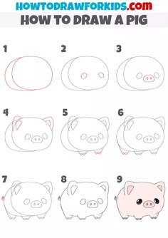 how to draw a pig step by step instructions for kids and beginners with pictures