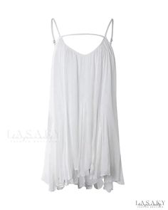 Lasaky - Halter Cutout Ruched A-line Dress Spring A-line Ruched Sundress, Flowy A-line Summer Mini Dress, Flowy Sundress Mini Dress, Beach Sleeveless A-line Dress With Pleats, Summer Beach Sleeveless Pleated Dress, Pleated Sleeveless Beach Dress For Summer, Pleated Sleeveless Dress For Beach In Summer, Ruched A-line Sundress For Day Out, Summer Vacation Pleated Sleeveless Dress