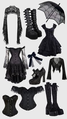 Gothic, steampunk style Clothes Coven Fashion, Clothing Collage, Outfit Layout, Outfit Collage, Gothic Clothing, Gothic Steampunk, Goth Dress, Steampunk Style, Style Clothes