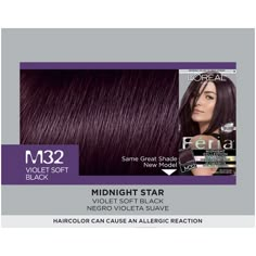 L'Oreal Paris Feria Multi-Faceted Shimmering Color - M32 Violet Soft Black - 1 Kit Loreal Paris Feria, Bright Purple Hair, Hair Perms, Pastel Purple Hair, Schwarzkopf Hair Color, Brown To Blonde Balayage, Wine Hair