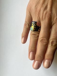 This porcelain ring with 24k gold is made out of porcelain and fired in special ceramic kiln three times on high temperature of 1220oC (2228oF). That high temperature made this ring very strong, but the ring is still fragile.  It's recommended to wear this ring just in special moments in your life, gold can fade by frequent friction and wetting. If you handle with care, the ring will last forever. If you are not sure about your ring size, please compare your ring with a picture of the porcelain ring. Important note - your porcelain ring should be 1/2 or 1/4 bigger than the ring you wear. I make rings in one size, so there is no way to change it for the same one in a different size. If you need more information, please send me a message. Ring is ready for shipping. Porcelain Ring, Ceramic Kiln, Make Rings, Handle With Care, Serbia, Rings Statement, High Temperature, Statement Rings, The Ring