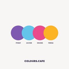 three circles with different colors in the middle and one on the bottom, each containing text that reads colourscafe