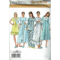 Simplicity Sewing Pattern 2819 Nightgown Pajamas Robe Misses Size 8-16 39363321125 | eBay Night Gown Vintage Sewing Patterns, Vintage Nightgown Pdf Pattern, Free Plus Size Nightgown Patterns, Baby Doll Nightgown Pattern Free, Nightgown Patterns For Women Plus Size, Sleepwear Dress Pattern, Nightgown Pattern Free Womens, Jersey Nightgown Pattern, Free Pattern Nightgown