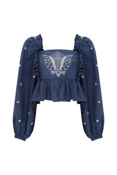 Lug Von Siga Daphne Top + COLOR Navy Blue + MATERIAL 100% Linen Influencers Fashion, Denim Short, Feminine Look, Mix And Match, Short Sleeve Blouse, Short Tops, Outerwear Jackets, Hoodie Fashion, Sweater Top