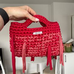 🧶Handmade crochet bag from tshirt yearns in red/ coral colours.  Length: 26x19cm Trendy Handmade Red Bag, Trendy Handmade Red Bags, Trendy Red Handmade Bags, Red Rectangular Crochet Bag With Handles, Trendy Red Crochet Bag For Daily Use, Casual Red Handmade Bag, Red Crochet Shopping Bag With Handles, Red Rectangular Crochet Bag For Everyday Use, Everyday Red Rectangular Crochet Bag