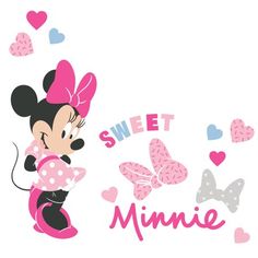 a minnie mouse with hearts and the words sweet minnie