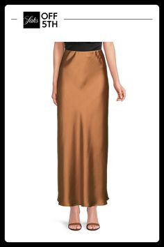 Include This Skirt In Your Wardrobe; It Is Necessary On All Counts—comfort, Style And Effortlessness. Elasticized Waistband Pull-On Polyester & Spandex Machine Wash Made In Usa Size & Fit About 39.25" Long Model Shown Is 5'10" (177cm) Wearing Us Size Small. Womens - W Trend Separates > Saks Off 5th. Renee C.. Color: Caramel. Size: M. Wedding Guest Skirt, Long Satin Skirt, Satin Maxi Skirt, Satin Maxi, Thanksgiving Outfit, Satin Skirt, Fall Style, Comfort Style, Polyester Spandex