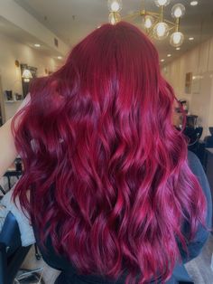 Bright Red Violet Hair, Red Magenta Hair Color, Pinkish Red Hair Color, Fusha Hair, Raspberry Red Hair, Raspberry Pink Hair, Dark Magenta Hair, Berry Pink Hair