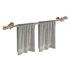 two curtains with tassels hanging from them