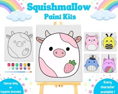 an ease with paint kits for kids to draw and color on it, including farm animals