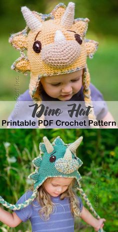 Make a cute dino hat. animal hat crochet patterns - crochet pattern pdf - amorecraftylife.com #hat #baby #crochet #crochetpattern Dinosaur Hat Pattern, Crochet Dinosaur Hat, Leg Warmers Crochet Pattern, Hat Crochet Patterns, Crochet Baby Ideas, Pola Topi, Crochet Dinosaur Patterns, Crochet Mittens Pattern