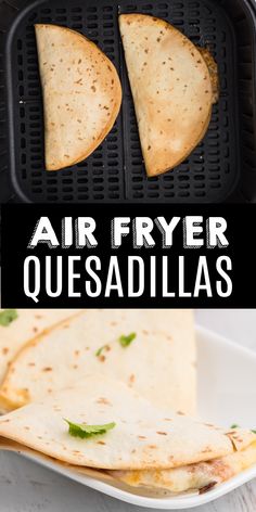 the air fryer quesadillas are ready to be cooked