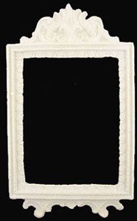 an ornate white frame on a black background