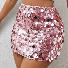 Super Cute And Stylish Ships In 5-10 Business Days Short Women Outfits, Pink Sequin Skirt, Sequence Skirt, Sparkly Skirt, Taylor Swift Tour Outfits, Rose Skirt, Rock Outfit, Holiday Party Outfit, Party Skirt